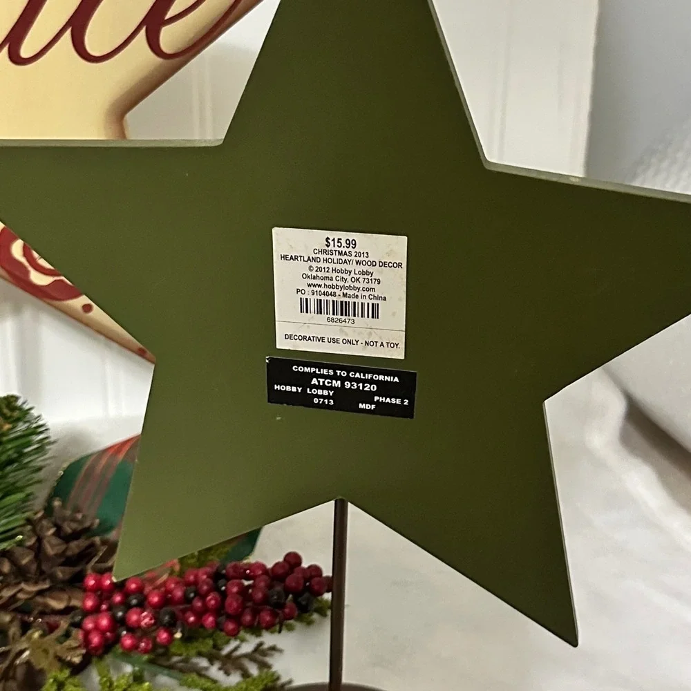 Hobby Lobby Heartland Holiday Wood‎ Stars Christmas Decor Set OS Multicolor EX